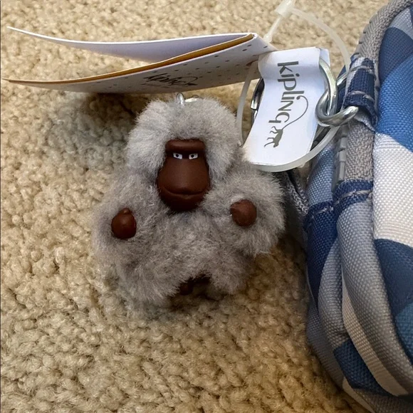 Kipling Blue and White Geometric Pouch - Picture 4 of 7